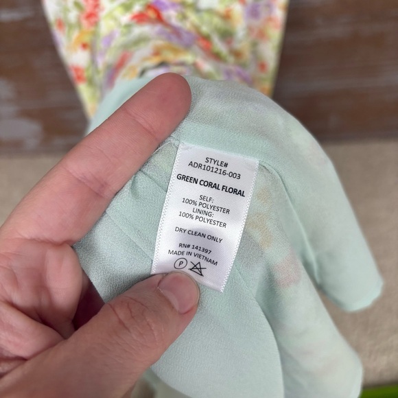 ASTR Puff Sleeve Floral Midi Dress Green Coral Floral Boho Preppy Womens XL - Picture 5 of 6